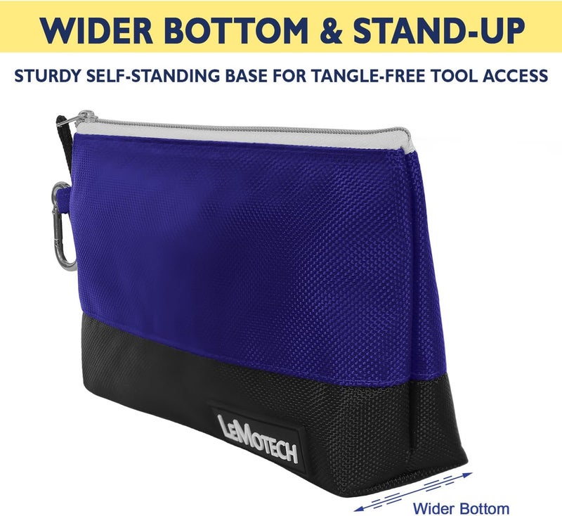 LeMotech Tool Pouches with Zipper, Stand-Up Small Tool Bag, Water Resistant Utility Tool Pouch for Tool Organizers and Storage, 12" Tool Bag, 4 Pack - Image 3